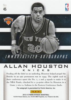 2013-14 Panini Intrigue - Immortalized Autographs #45 Allan Houston Back