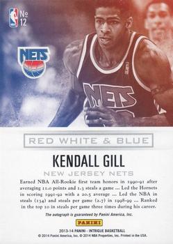2013-14 Panini Intrigue - Red White and Blue Autographs #12 Kendall Gill Back