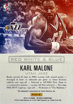 2013-14 Panini Intrigue - Red White and Blue Autographs #19 Karl Malone Back