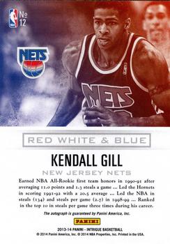 2013-14 Panini Intrigue - Red White and Blue Autographs Gold #12 Kendall Gill Back