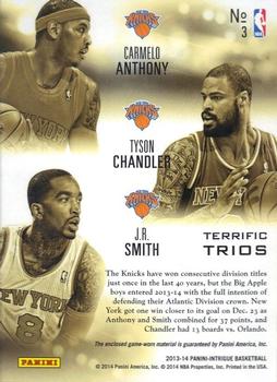 2013-14 Panini Intrigue - Terrific Trios #3 Carmelo Anthony / J.R. Smith / Tyson Chandler Back