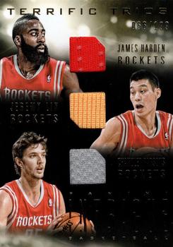 2013-14 Panini Intrigue - Terrific Trios #7 Chandler Parsons / James Harden / Jeremy Lin Front
