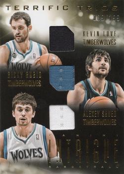 2013-14 Panini Intrigue - Terrific Trios #10 Alexey Shved / Kevin Love / Ricky Rubio Front