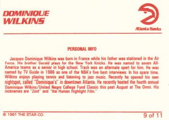 1990-91 Star Dominique Wilkins #9 Dominique Wilkins / Personal Info Back