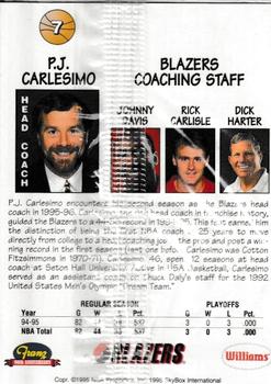 1995-96 SkyBox Franz Portland Trail Blazers #7 P.J. Carlesimo Back