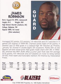1995-96 SkyBox Franz Portland Trail Blazers #10 James Robinson Back