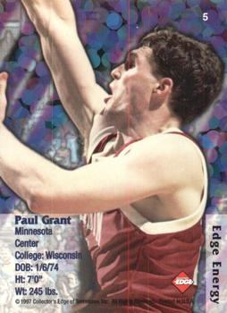 1997 Collector's Edge - Energy #5 Paul Grant Back