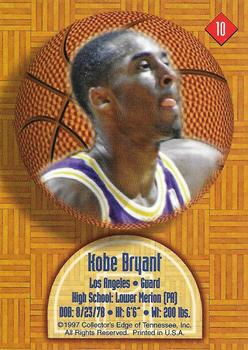1997 Collector's Edge - Hardcourt Force #10 Kobe Bryant Back