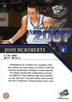 2007 Press Pass Collectors Series #25 Josh McRoberts Back