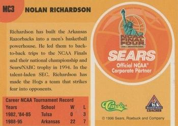 1996 Classic Sears Legends of the Final Four #MC3 Nolan Richardson Back
