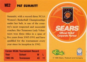 1996 Classic Sears Legends of the Final Four #WC2 Pat Summitt Back