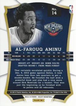 2013-14 Panini Select #14 Al-Farouq Aminu Back