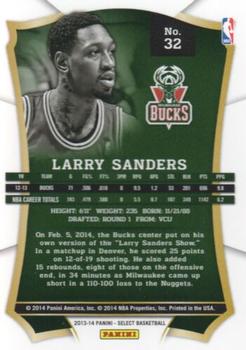 2013-14 Panini Select #32 Larry Sanders Back