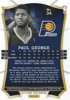 2013-14 Panini Select #34 Paul George Back