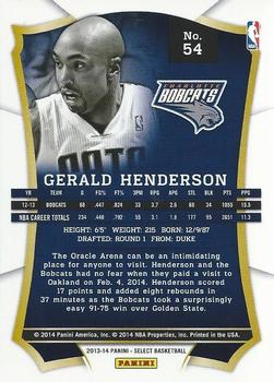 2013-14 Panini Select #54 Gerald Henderson Back