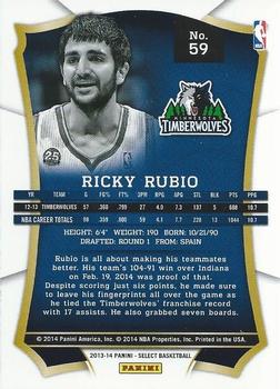 2013-14 Panini Select #59 Ricky Rubio Back