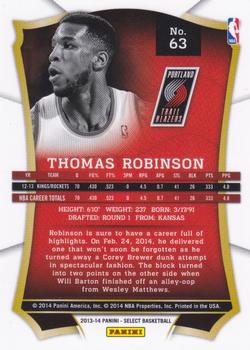 2013-14 Panini Select #63 Thomas Robinson Back