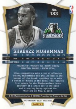 2013-14 Panini Select #183 Shabazz Muhammad Back
