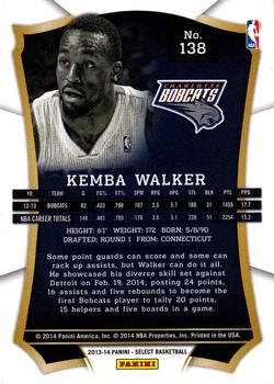 2013-14 Panini Select #138 Kemba Walker Back