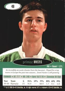 2000 SAGE HIT #49 Primoz Brezec Back