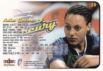 2000 SkyBox Dominion WNBA #14 Adia Barnes Back