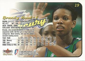 2000 SkyBox Dominion WNBA #19 Brandy Reed Back
