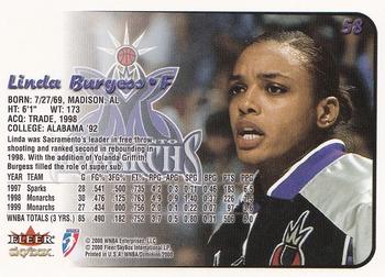 2000 SkyBox Dominion WNBA #58 Linda Burgess Back