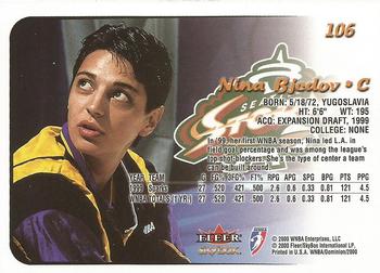 2000 SkyBox Dominion WNBA #106 Nina Bjedov Back