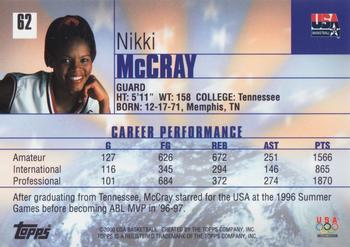2000 Topps Team USA #62 Nikki McCray Back