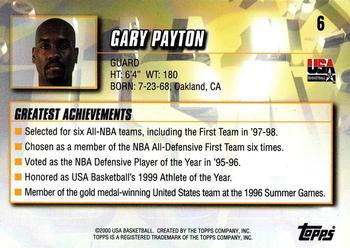 2000 Topps Team USA #6 Gary Payton Back