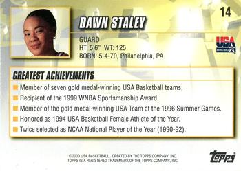 2000 Topps Team USA #14 Dawn Staley Back