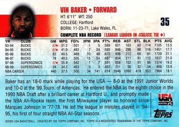 2000 Topps Team USA #35 Vin Baker Back