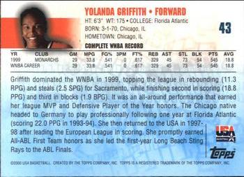 2000 Topps Team USA #43 Yolanda Griffith Back