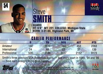 2000 Topps Team USA #54 Steve Smith Back