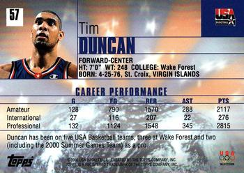 2000 Topps Team USA #57 Tim Duncan Back