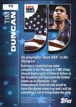 2000 Topps Team USA #72 Tim Duncan Back