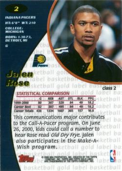2000-01 Topps Gold Label - Class 2 #2 Jalen Rose Back