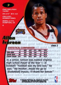 2000-01 Topps Gold Label - Class 2 #3 Allen Iverson Back