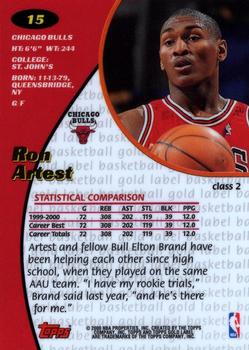 2000-01 Topps Gold Label - Class 2 #15 Ron Artest Back