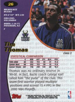 2000-01 Topps Gold Label - Class 2 #26 Tim Thomas Back
