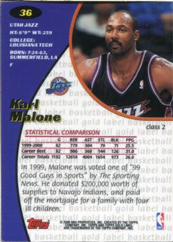 2000-01 Topps Gold Label - Class 2 #36 Karl Malone Back