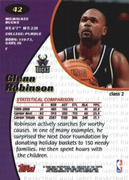 2000-01 Topps Gold Label - Class 2 #42 Glenn Robinson Back