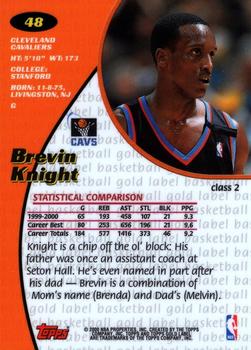 2000-01 Topps Gold Label - Class 2 #48 Brevin Knight Back