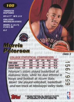 2000-01 Topps Gold Label - Class 2 #100 Morris Peterson Back
