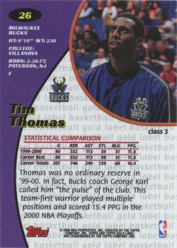 2000-01 Topps Gold Label - Class 3 #26 Tim Thomas Back