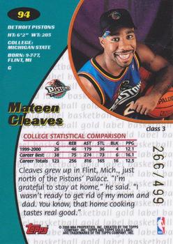 2000-01 Topps Gold Label - Class 3 #94 Mateen Cleaves Back