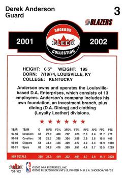 2001-02 Fleer Shoebox #3 Derek Anderson Back