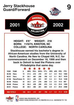 2001-02 Fleer Shoebox #9 Jerry Stackhouse Back