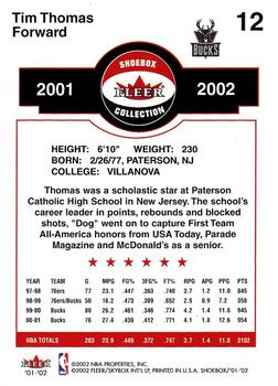 2001-02 Fleer Shoebox #12 Tim Thomas Back