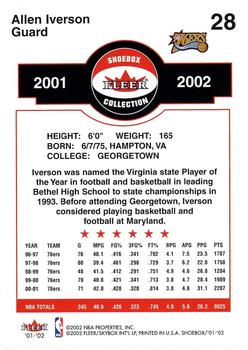 2001-02 Fleer Shoebox #28 Allen Iverson Back